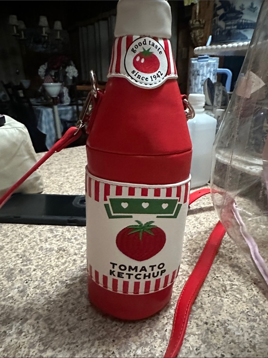 Handbags - Novelty Tomato Ketchup Bottle Crossbody Bag - Red & White